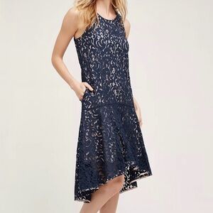 NWT Anthropologie Maeve Vienne Lace Dress Navy Blue Size Medium